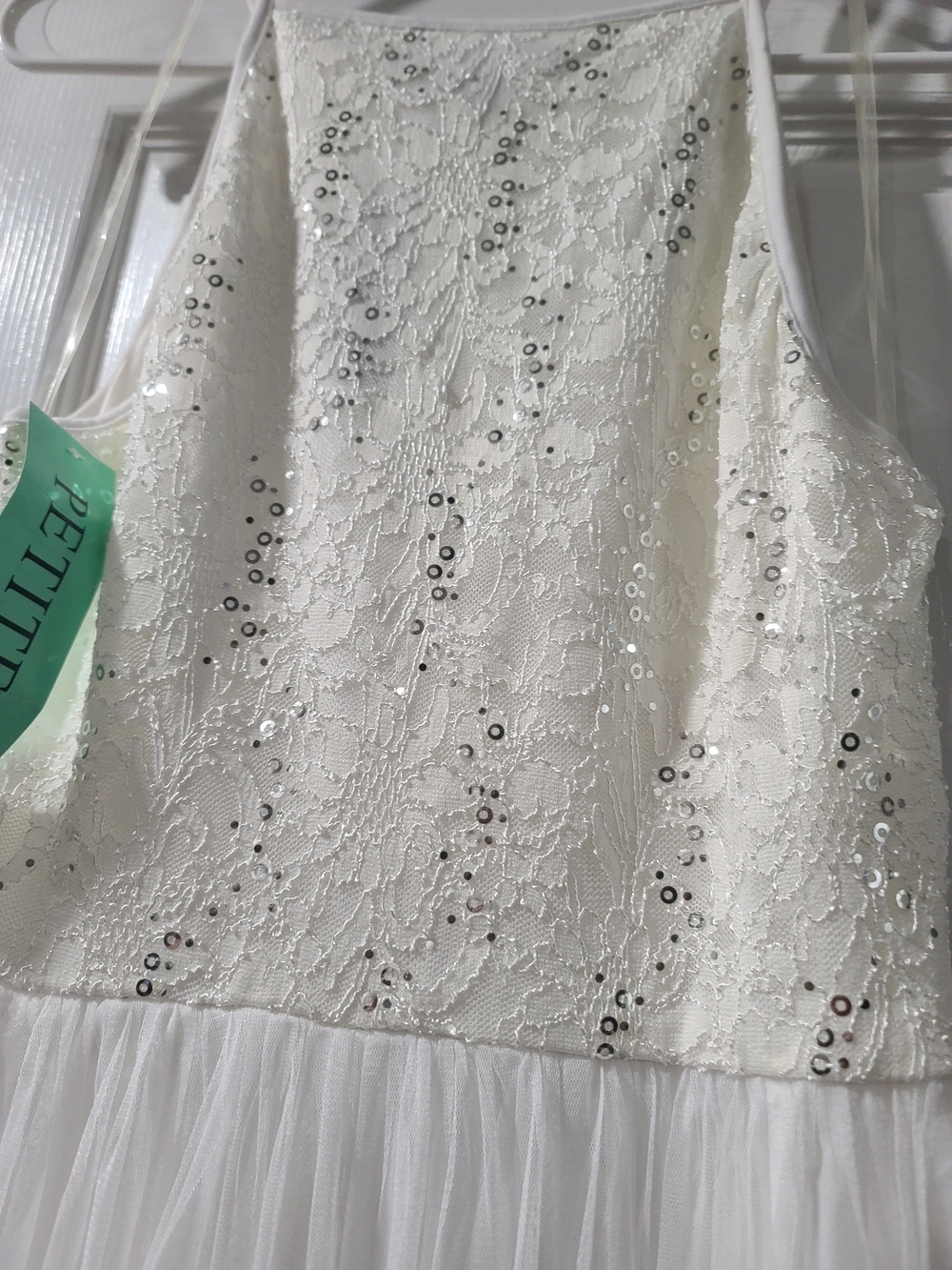 Ivory Sequin Lace Dress with Tulle Skirt